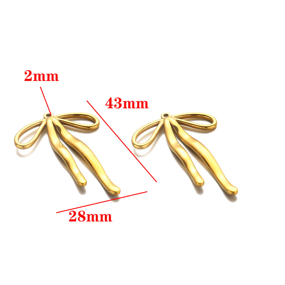 Stainless steel bow pendant DIY handmade pendant pendant necklace bracelet collarbone chain pendant accessories pendant