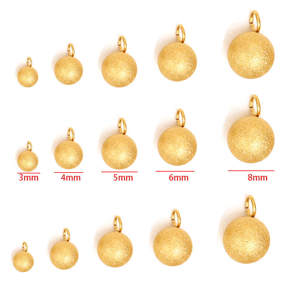 18K vacuum plated pendant ball matte deposit welding ring bead pendant DIY jewelry accessories bracelet necklace pendant accessories