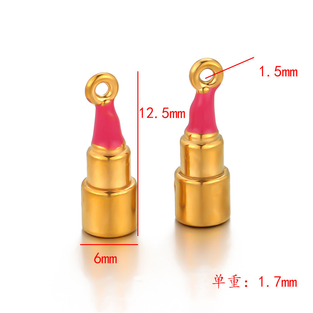 Stainless steel oil dripping lipstick small fragrant wind pendant bracelet necklace DIY jewelry accessories pendant keychain pendant