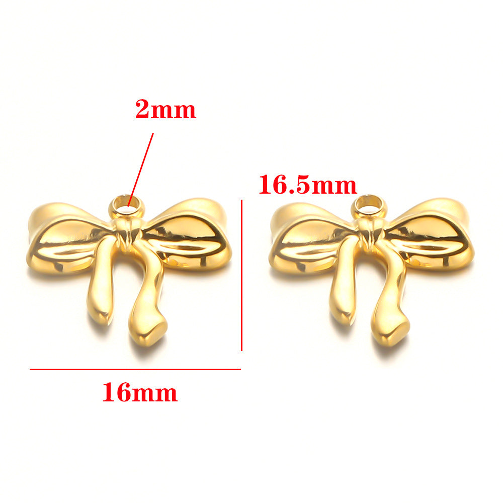 Stainless steel bow pendant DIY handmade pendant pendant necklace bracelet collarbone chain pendant accessories pendant