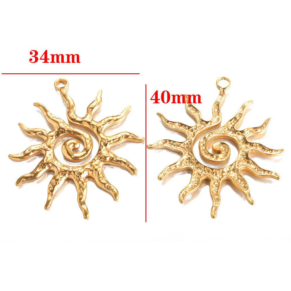 Vintage European and American stainless steel accessories spiral gold pendant jewelry pendant DIY necklace bracelet accessories pendant