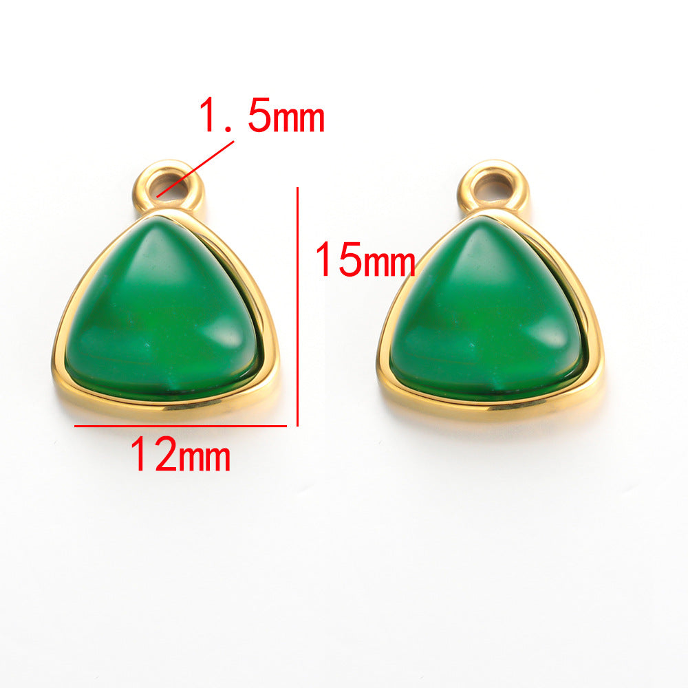 Stainless steel natural stone pendant triangle DIY necklace accessories pendant DIY small items small pendant jewelry accessories