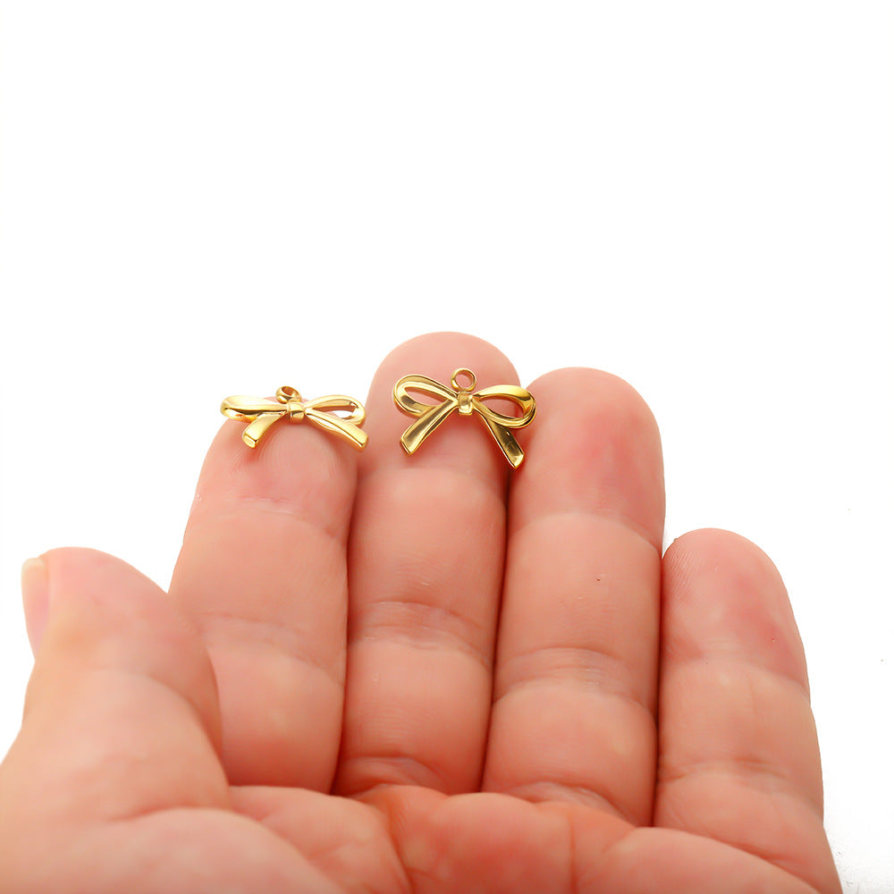 Stainless steel bow pendant DIY jewelry accessories handmade necklace collarbone chain accessories pendant accessories wholesale