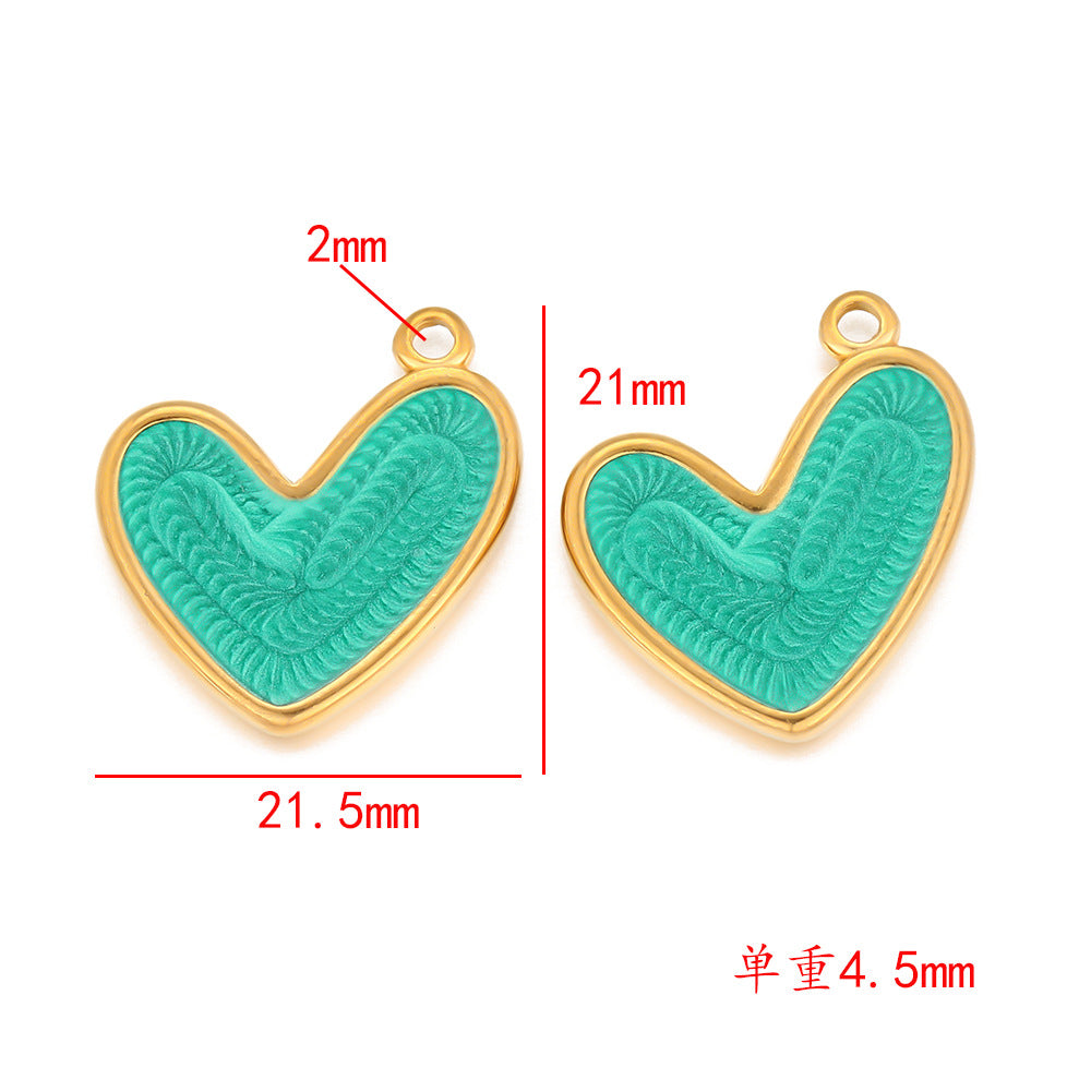 Stainless steel oil drop love multi-color pendant DIY bracelet necklace accessories diamond-encrusted DIY jewelry European and American pendant accessories