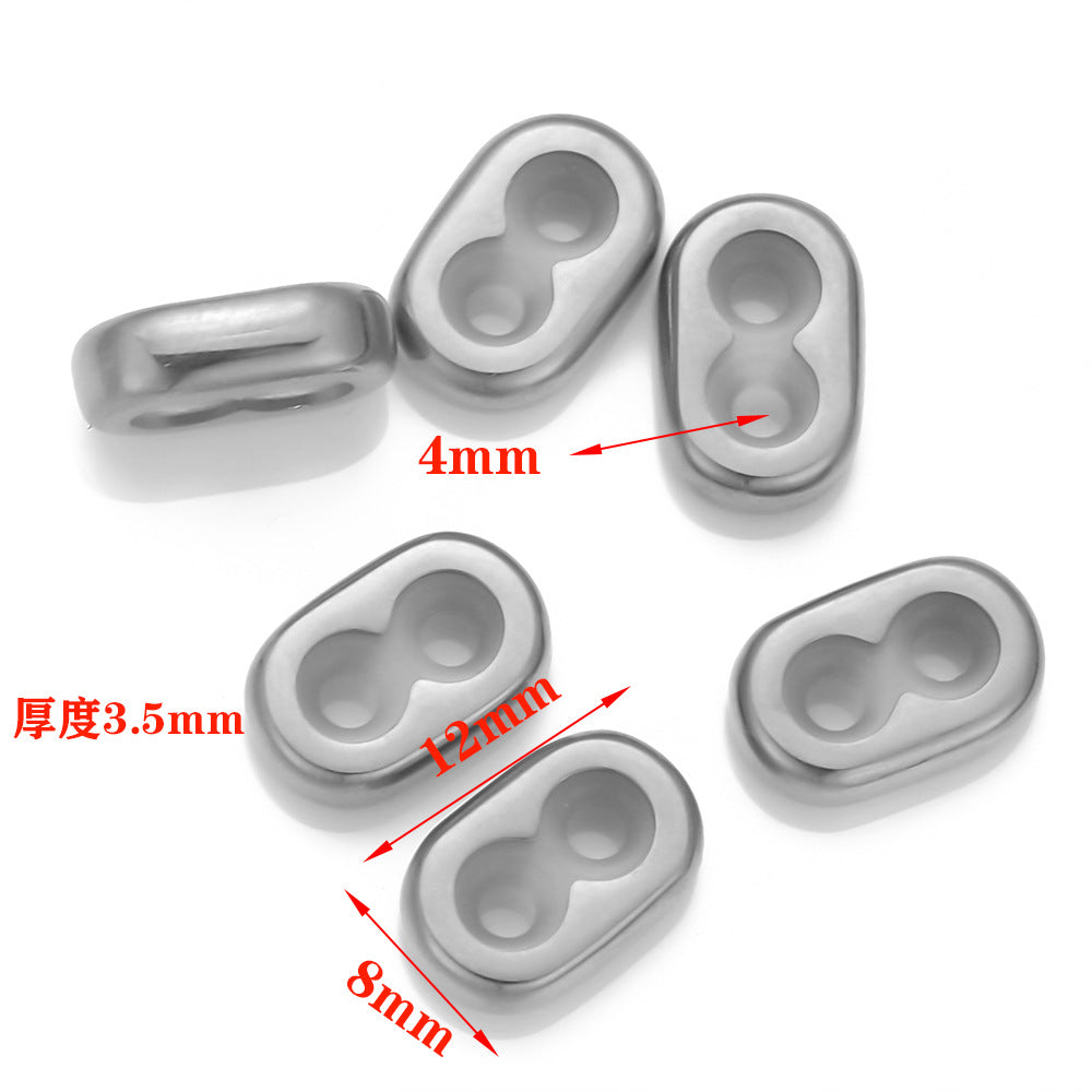 Stainless steel gold 8-character buckle, leather rope adjustment buckle DIY jewelry accessories, built-in silicone bracelet buckle, pig nose buckle accessories