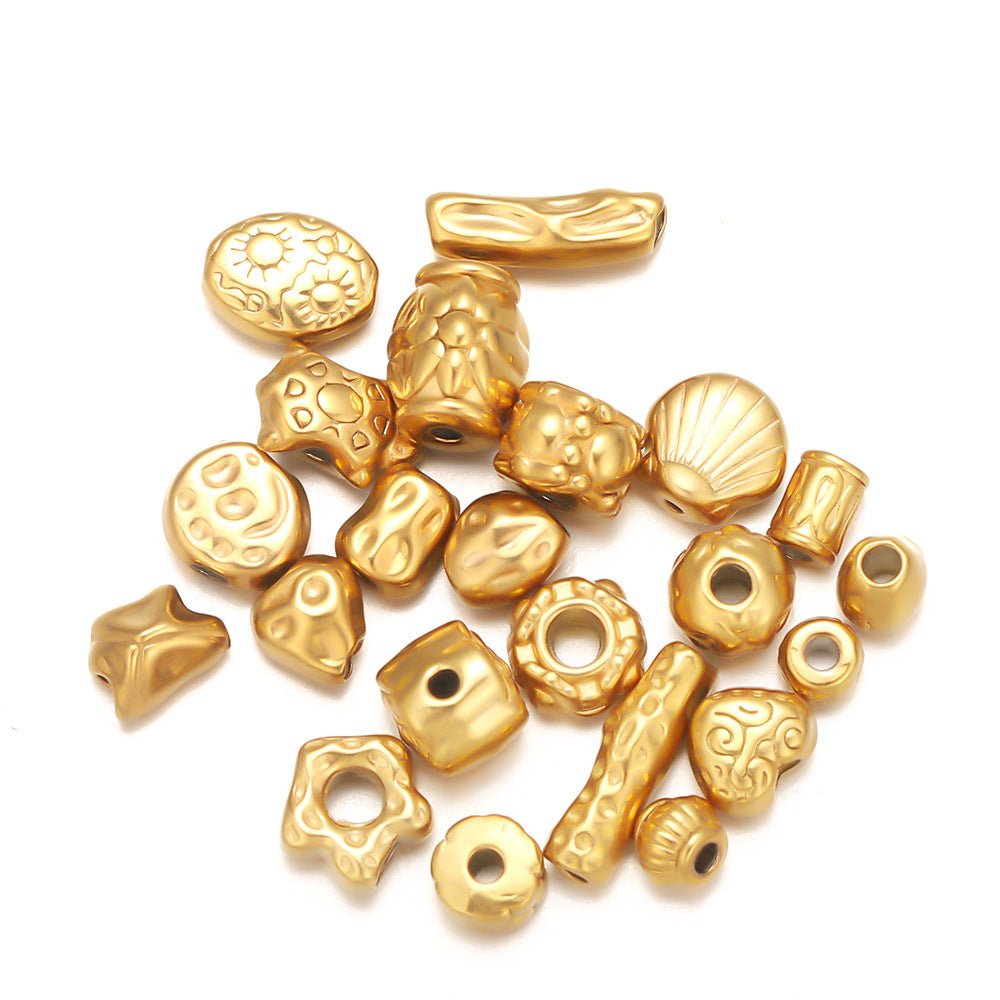 Stainless steel bead spacer loose beads DIY handmade necklace bead accessories pendant color retention waterproof furnace bead spacer accessories DIY