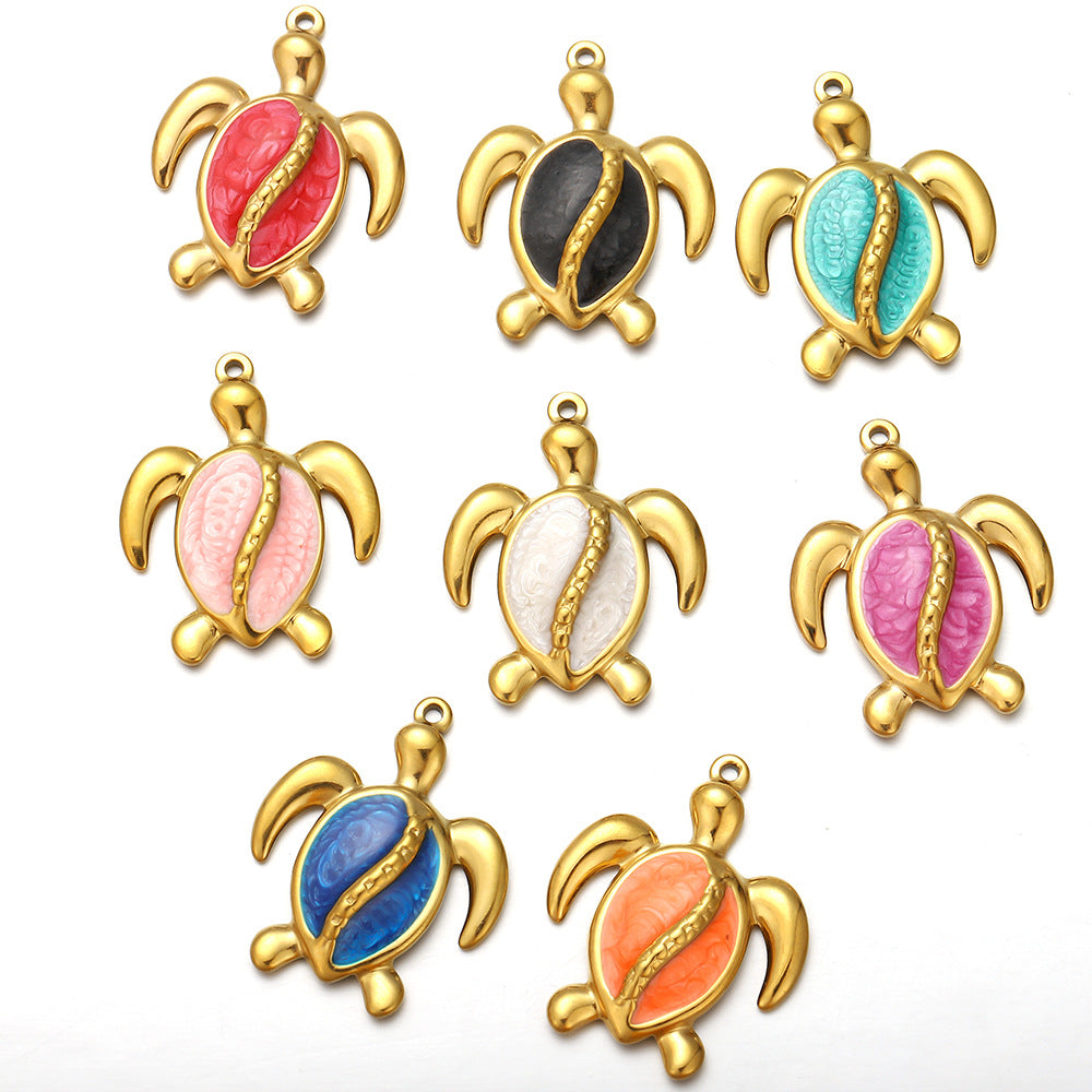 Stainless steel vacuum plated large turtle pendant jewelry oil pressure accessories turtle pendant dripping DIY necklace pendant