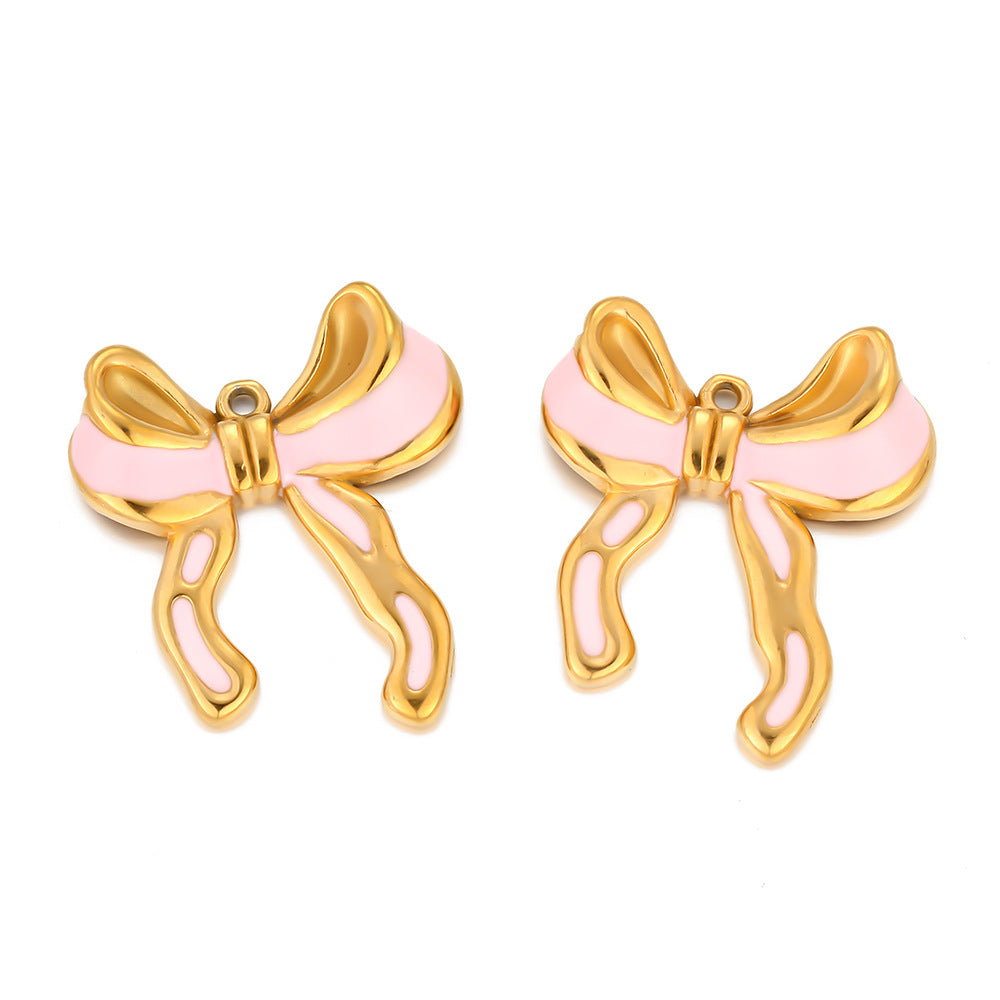 18k oil drop bow versatile pendant DIY chain bracelet accessories stainless steel DIY jewelry accessories pendant