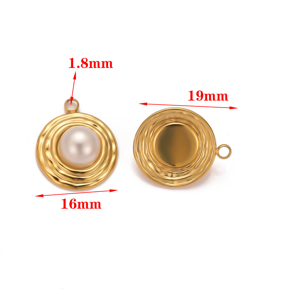 Stainless steel vacuum plated 8K gold imitation pearl pendant DIY jewelry accessories pendant collarbone chain pendant pendant pendant