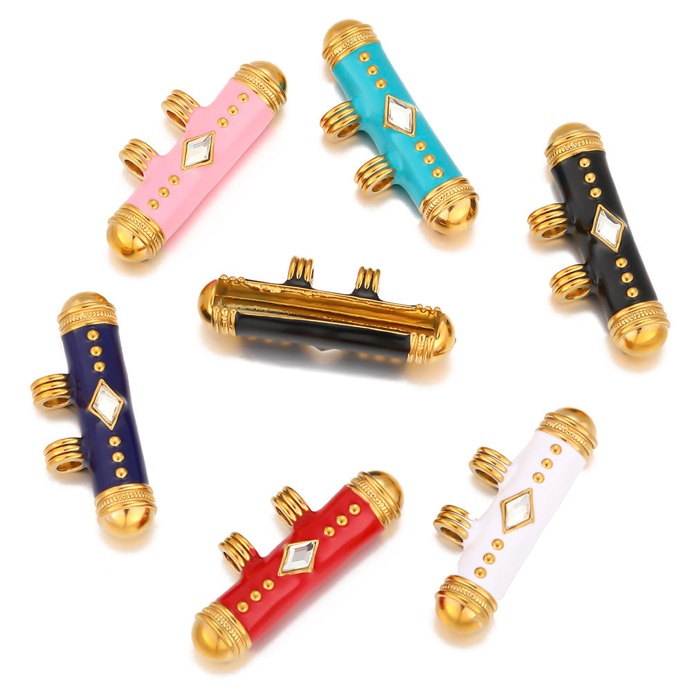 Stainless steel diamond DIY pendant beaded material DIY bracelet necklace jewelry versatile hole bead pendant bracelet pendant