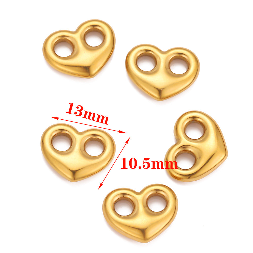 Cross-border stainless steel double-hole love pendant chain connection buckle DIY jewelry accessories pig nose buckle bead spacer accessories