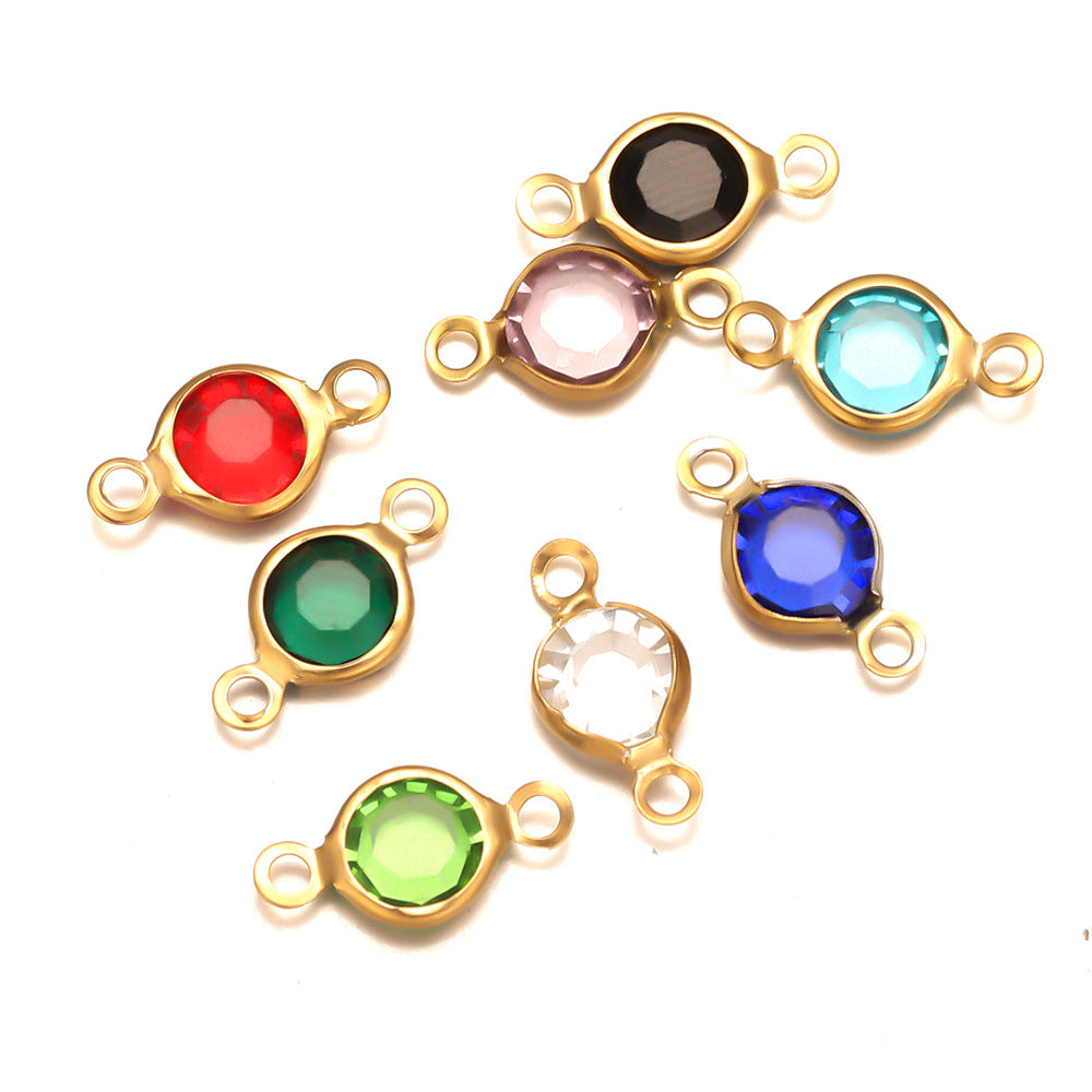 Stainless steel accessories crystal double hanging connector bracelet necklace DIY jewelry accessories connection pendant accessories wholesale