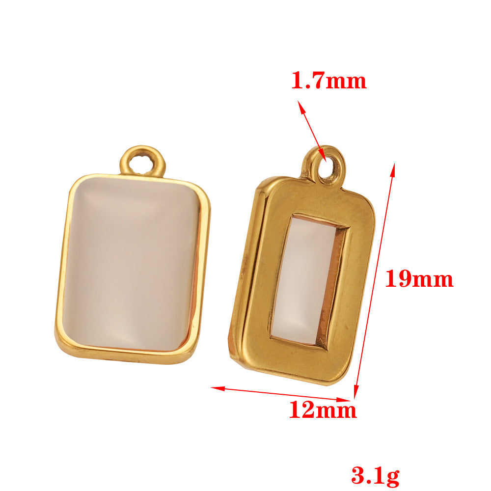 Stainless steel oval pendant inlaid with natural stone pendant DIY jewelry accessories necklace collarbone chain pendant