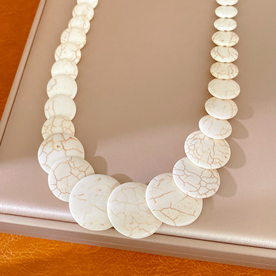 Dopamine Round Color Stone Beaded Necklace Light Luxury Niche Clavicle Chain Holiday Accessories Temperament Fashion Items