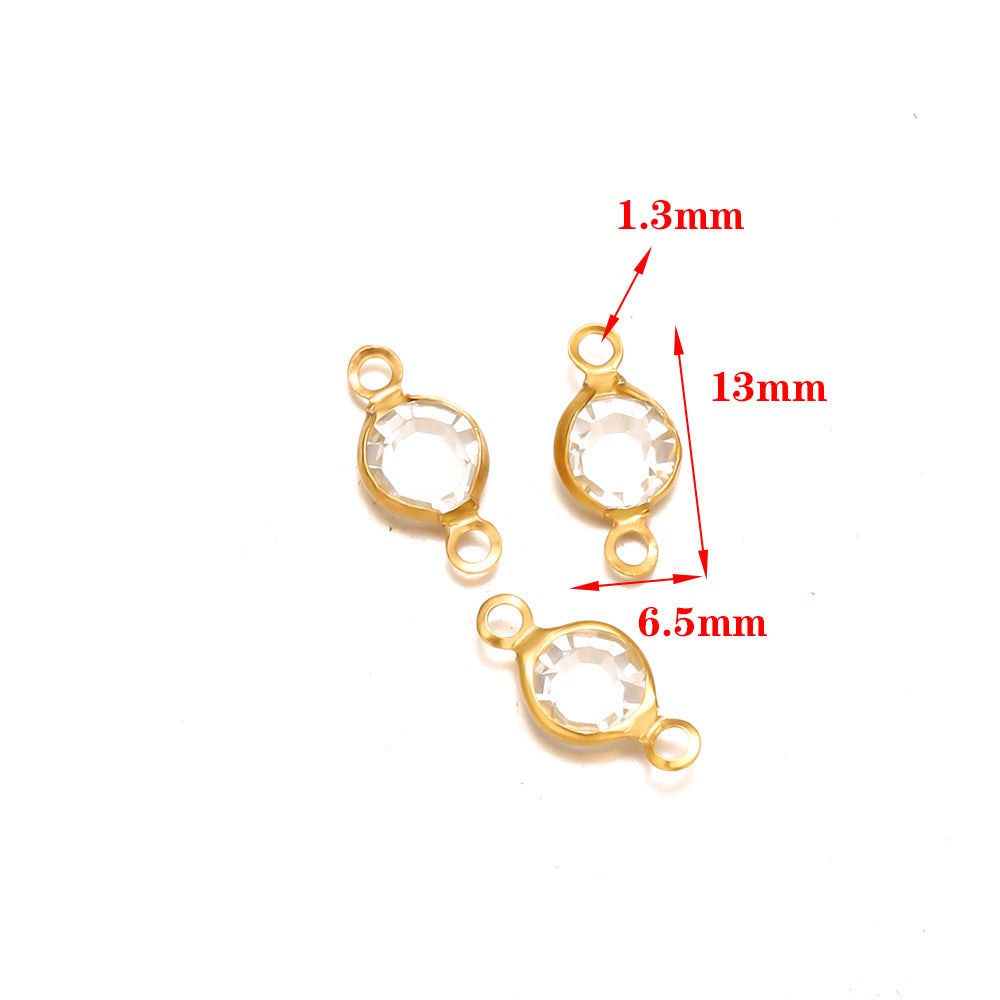 Stainless steel accessories crystal double hanging connector bracelet necklace DIY jewelry accessories connection pendant accessories wholesale