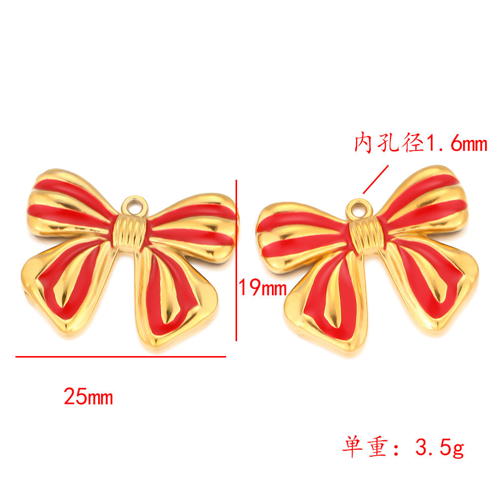 Stainless steel bow love pendant DIY jewelry accessories bracelet necklace accessories beaded pendant oil drop pendant