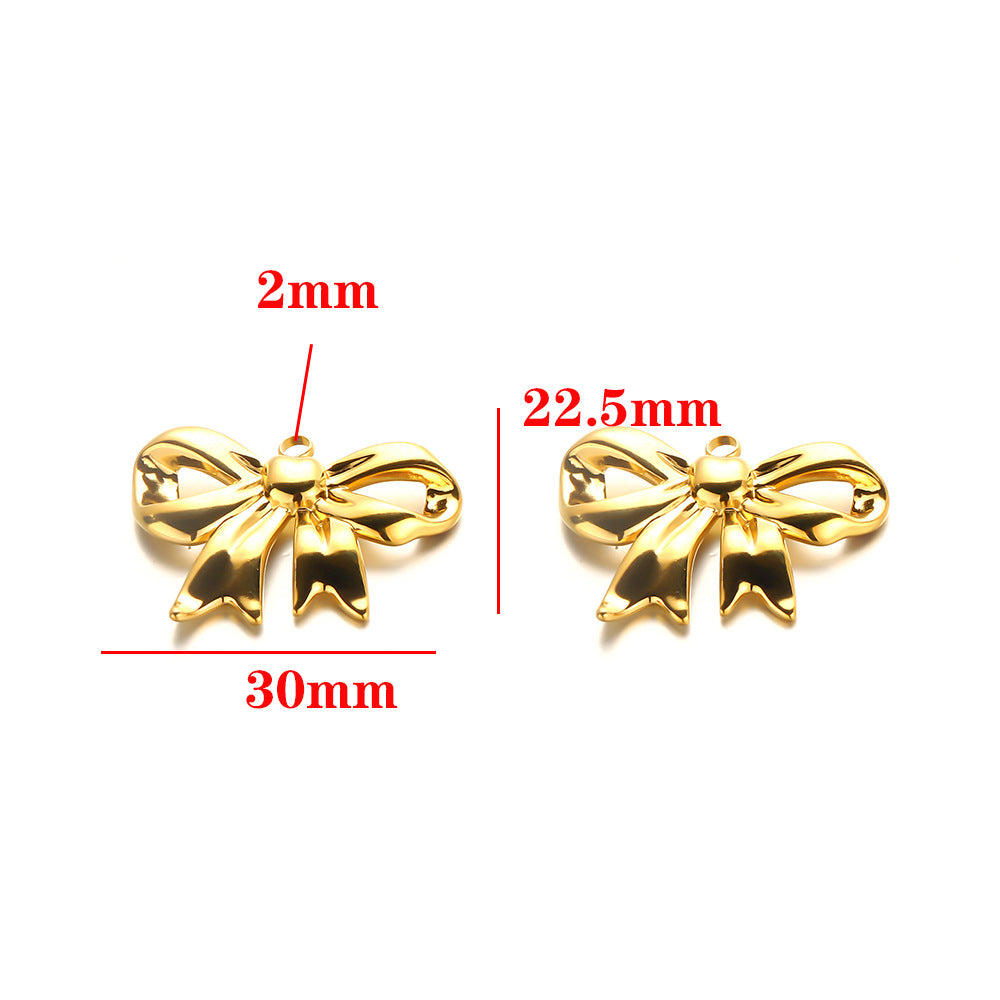 Stainless steel bow pendant DIY handmade pendant pendant necklace bracelet collarbone chain pendant accessories pendant