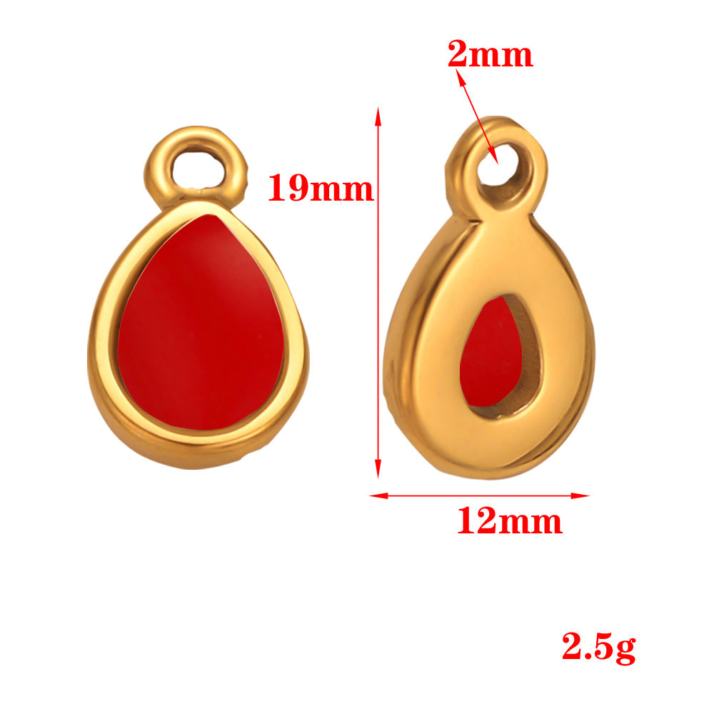Stainless steel inlaid natural stone oval DIY small pendant earrings bracelet necklace handmade materials wholesale factory direct sales