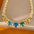 Court style zircon flower water drop pearl necklace light luxury niche collarbone chain high-end exquisite jewelry set