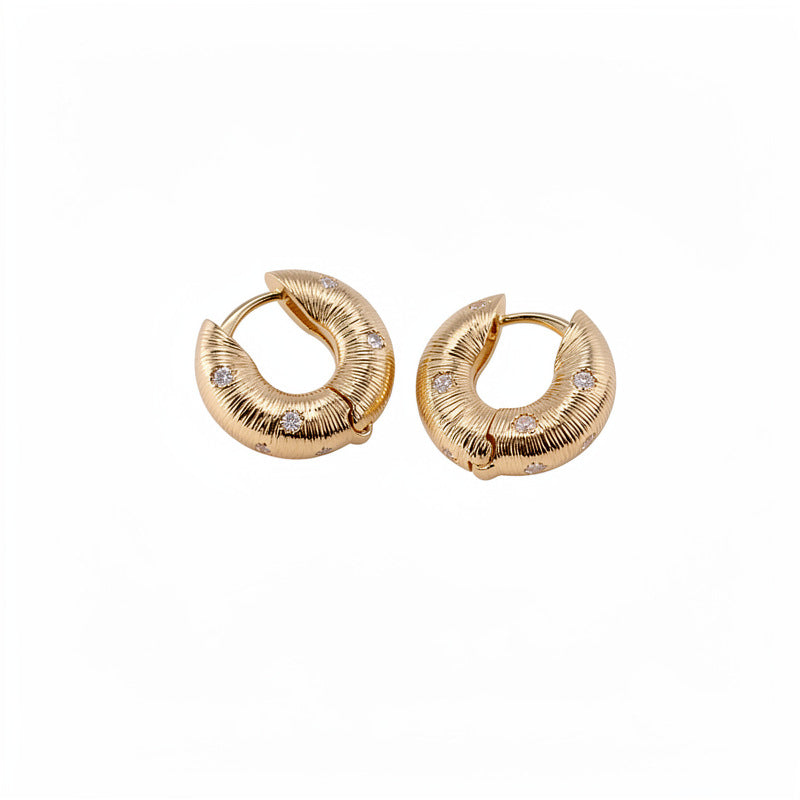 Zircon geometric round pattern ear buckle personality temperament cold style fashion earrings light luxury high-end earrings wholesale
