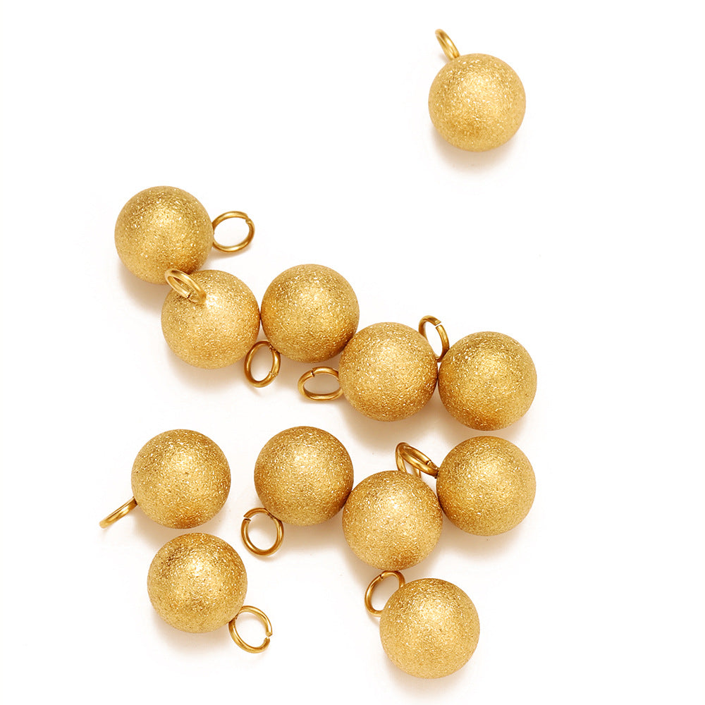 18K vacuum plated pendant ball matte deposit welding ring bead pendant DIY jewelry accessories bracelet necklace pendant accessories