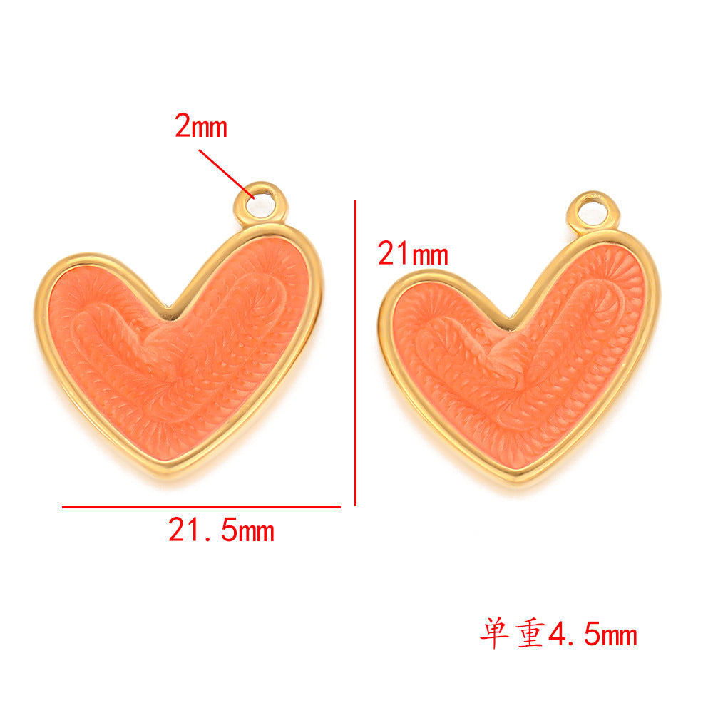 Stainless steel oil drop love multi-color pendant DIY bracelet necklace accessories diamond-encrusted DIY jewelry European and American pendant accessories
