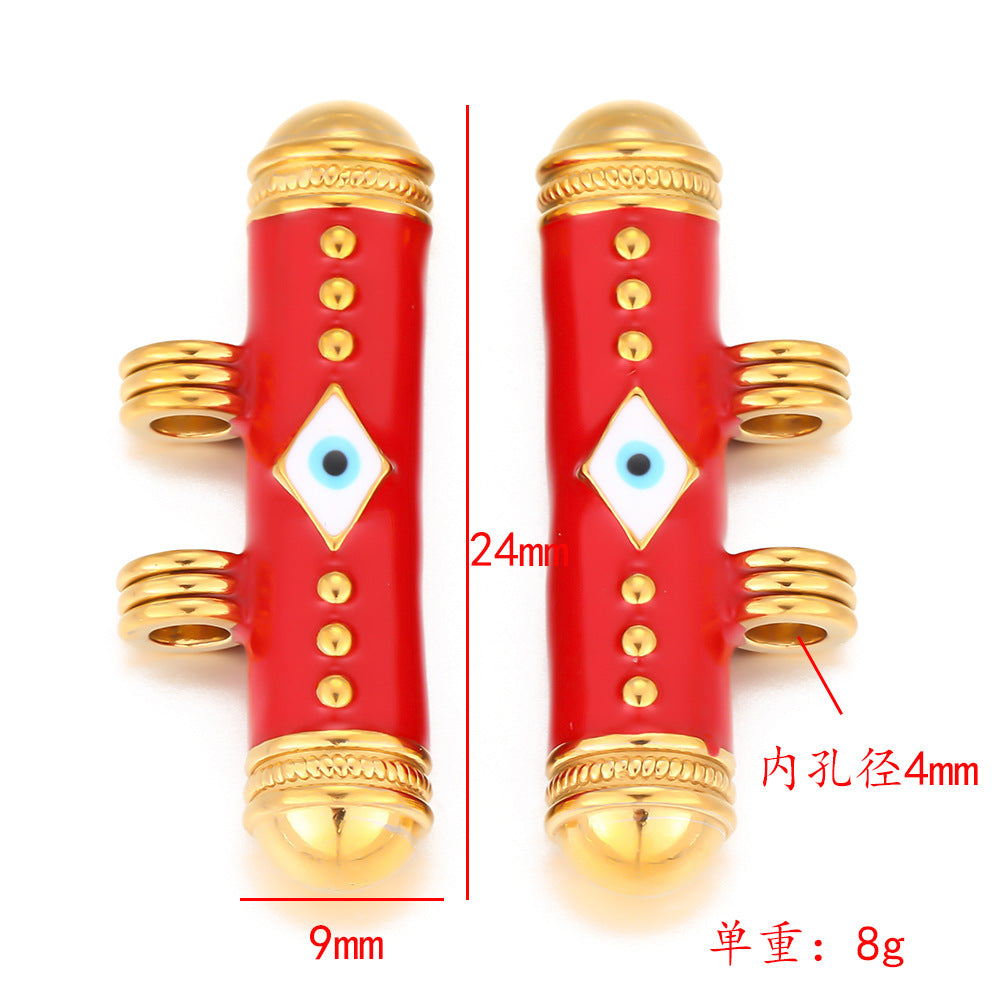 Stainless steel oil dripping glasses long tube chain beaded accessories beaded pendant DIY jewelry bracelet accessories work in progress