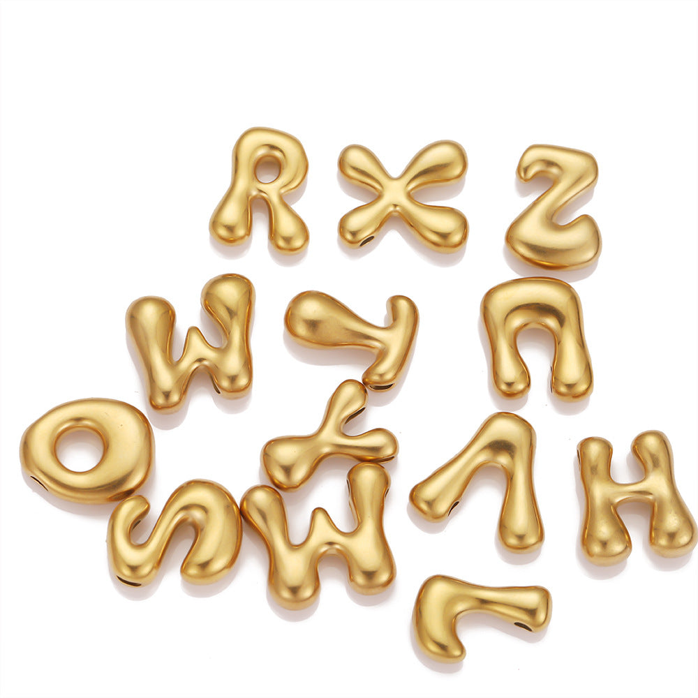 Stainless steel English letter pendant pendant beaded DIY accessories fat letter collarbone chain pendant DIY jewelry accessories