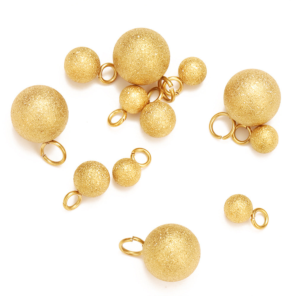 18K vacuum plated pendant ball matte deposit welding ring bead pendant DIY jewelry accessories bracelet necklace pendant accessories