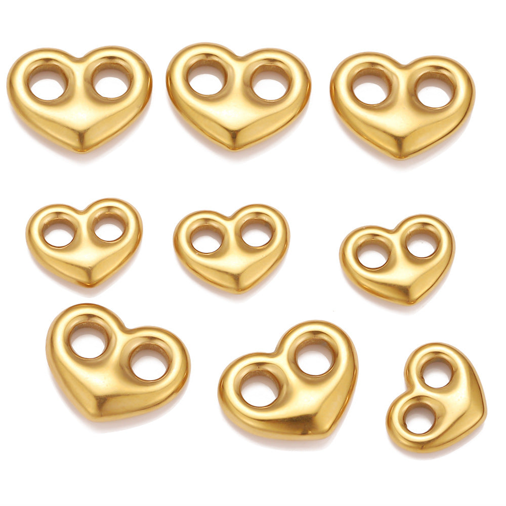 Cross-border stainless steel double-hole love pendant chain connection buckle DIY jewelry accessories pig nose buckle bead spacer accessories
