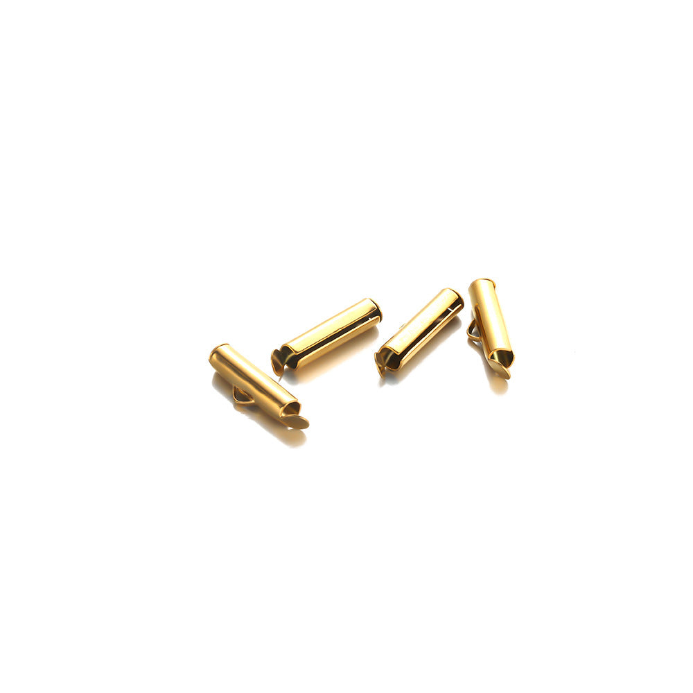Stainless steel with sliding cover sliding buckle Titanium steel earrings connecting buckle 304 chain connecting tube earrings DIY accessories