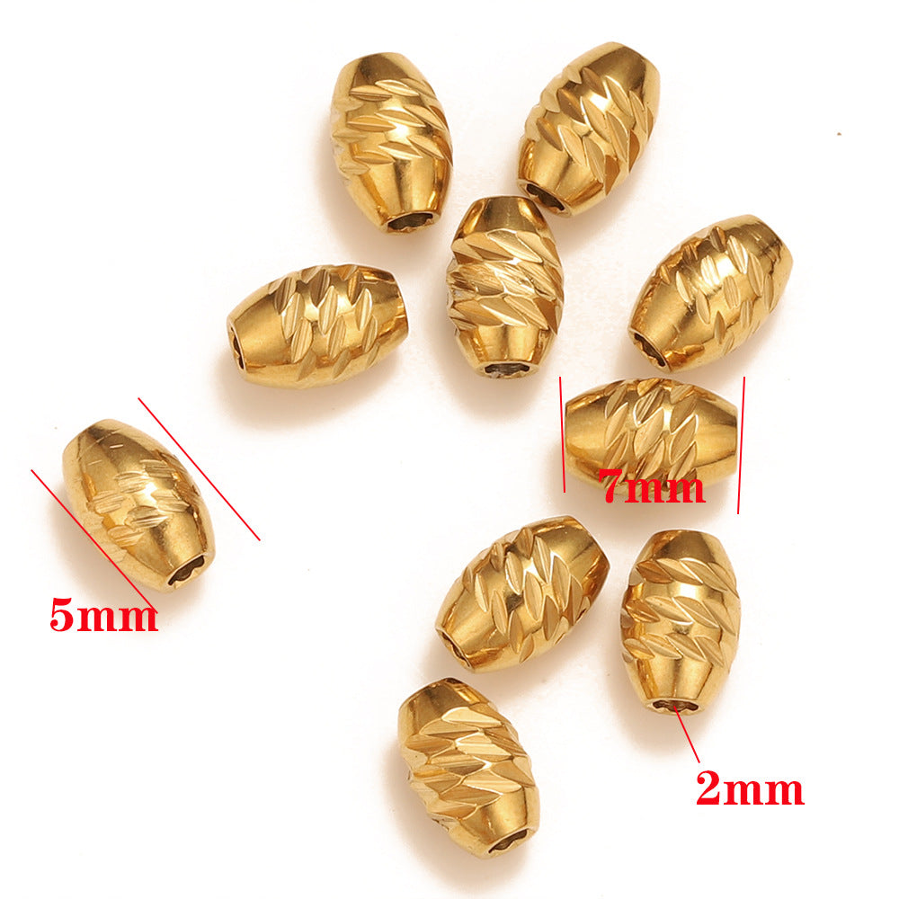 Stainless steel vacuum plated knife pattern beads DIY jewelry accessories wheel beads flat beads 18k titanium steel beads woven beads