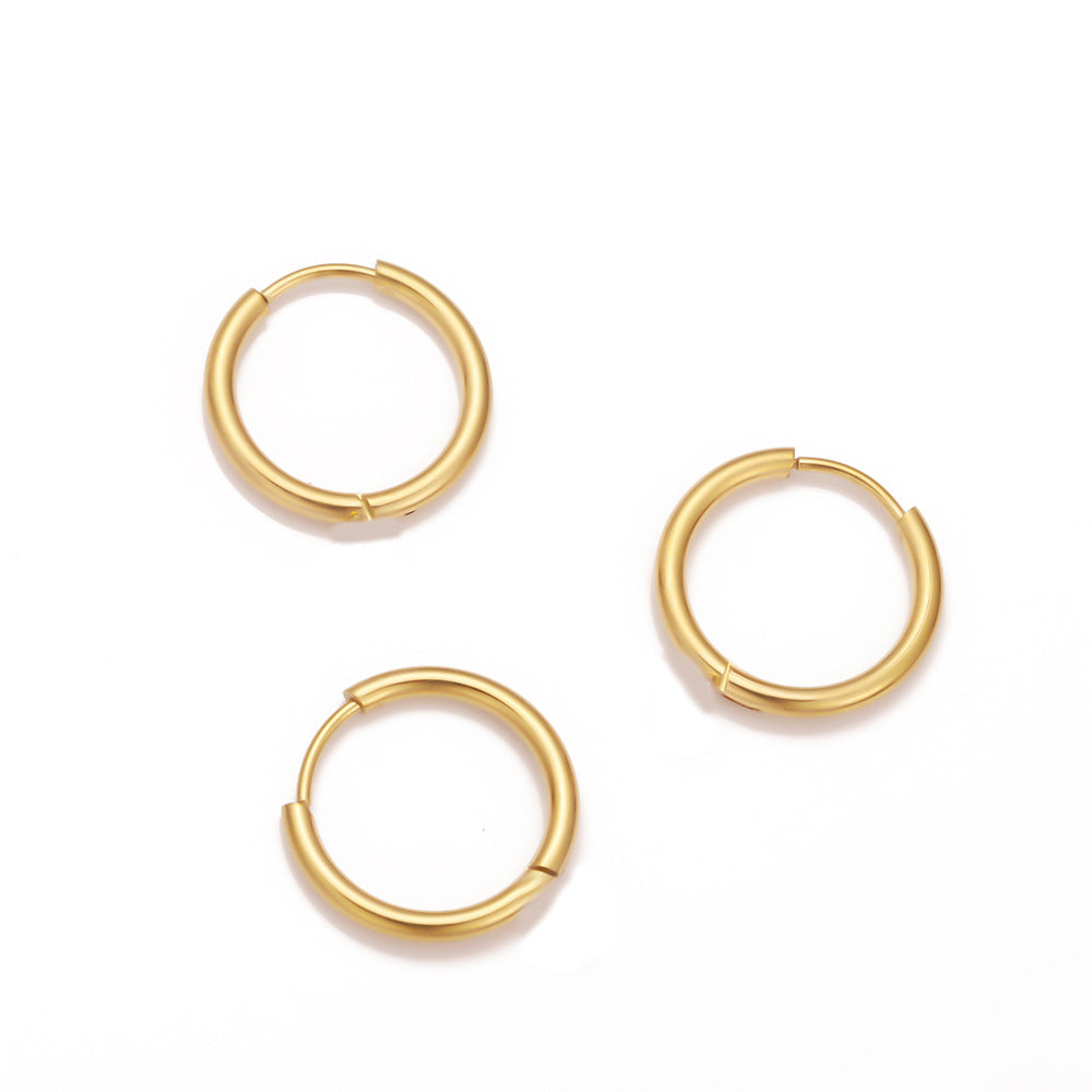 Stainless steel ear buckle vacuum plated 18k titanium steel earrings DIY jewelry accessories ear buckle circle earrings jewelry pendant