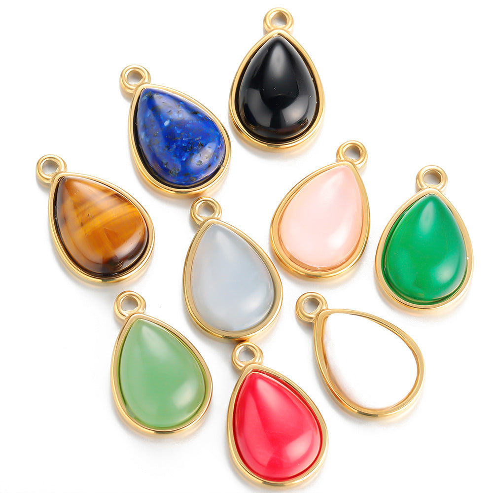 Natural stone stainless steel pendant 18k real gold titanium steel pendant pendant bracelet necklace stainless steel pendant material