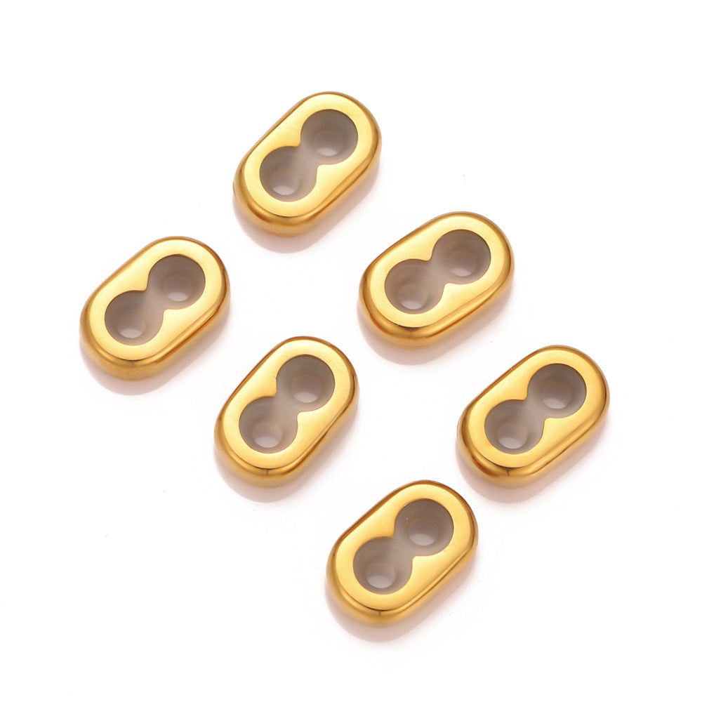 Stainless steel gold 8-character buckle, leather rope adjustment buckle DIY jewelry accessories, built-in silicone bracelet buckle, pig nose buckle accessories
