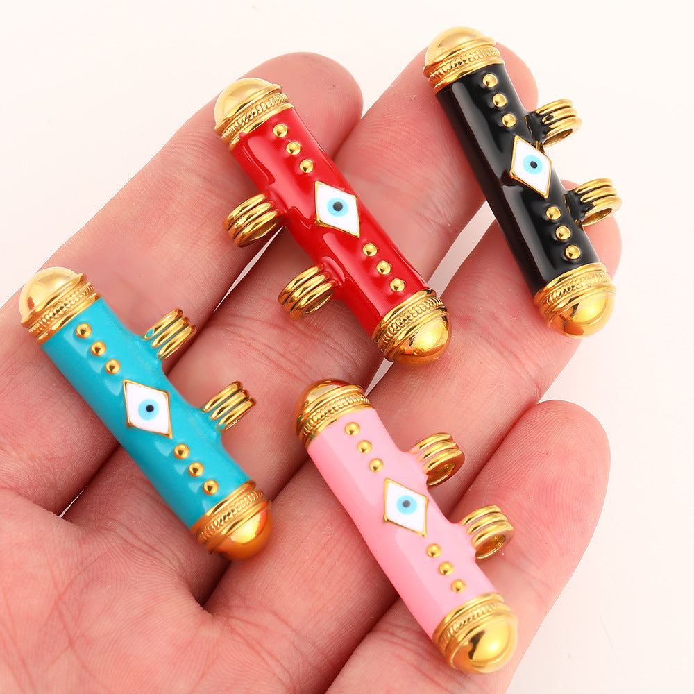 Stainless steel oil dripping glasses long tube chain beaded accessories beaded pendant DIY jewelry bracelet accessories work in progress