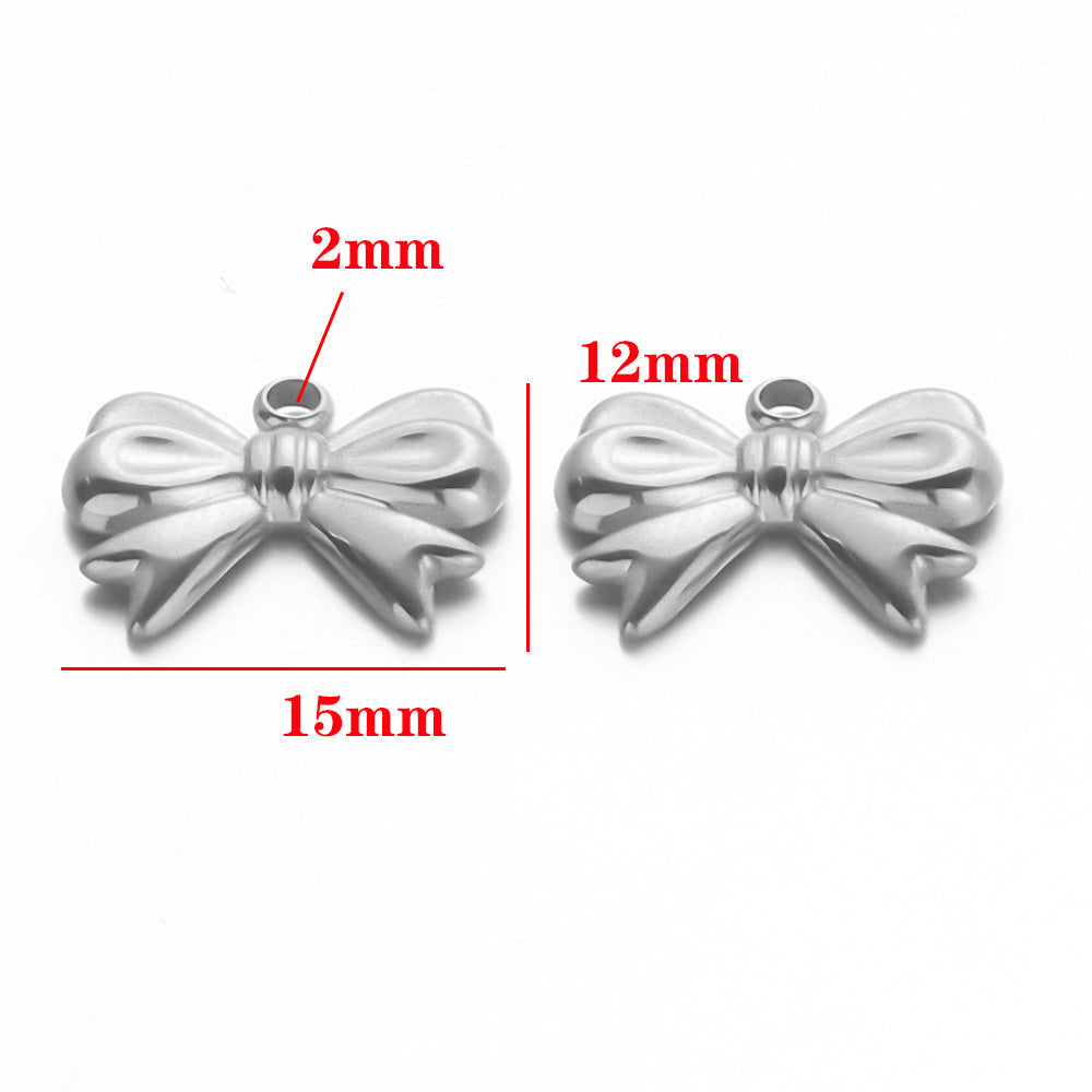 Stainless steel bow pendant DIY handmade pendant pendant necklace bracelet collarbone chain pendant accessories pendant