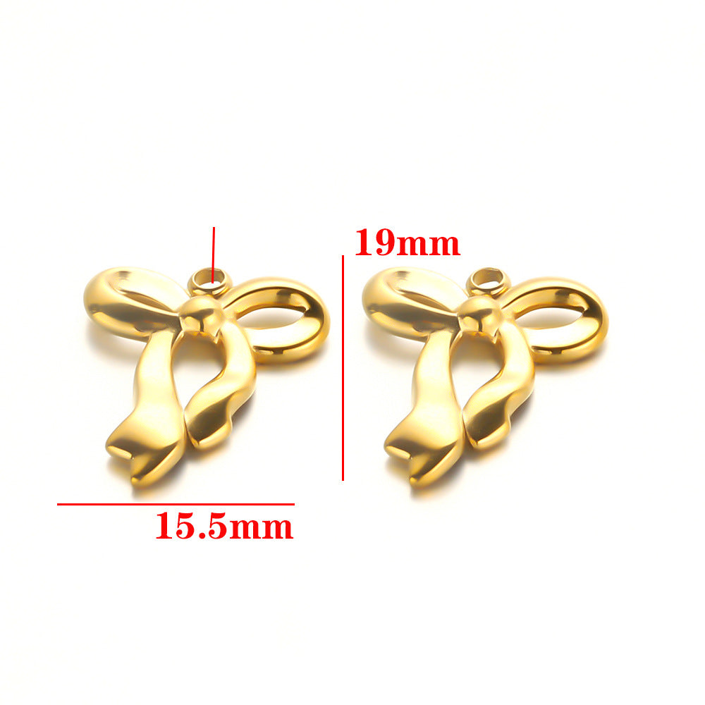 Stainless steel bow pendant DIY handmade pendant pendant necklace bracelet collarbone chain pendant accessories pendant
