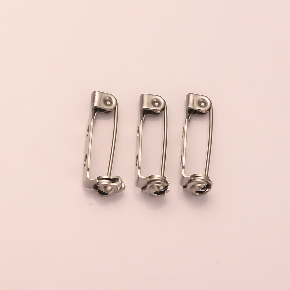 Stainless steel pin perforated brooch DIY accessories with lock head round hole brooch jewelry clothing anti-puncture hand safety needle
