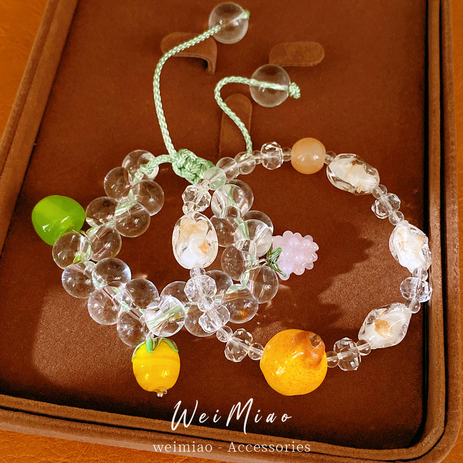 Glass beaded pear bracelet light luxury niche high-end bracelet pastoral temperament fashion vacation accessories jewelry
