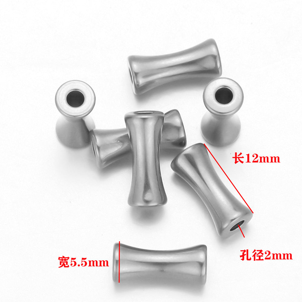 18k stainless steel vase shape hole beads vacuum plated necklace beads diy jewelry accessories gold bamboo tube beads