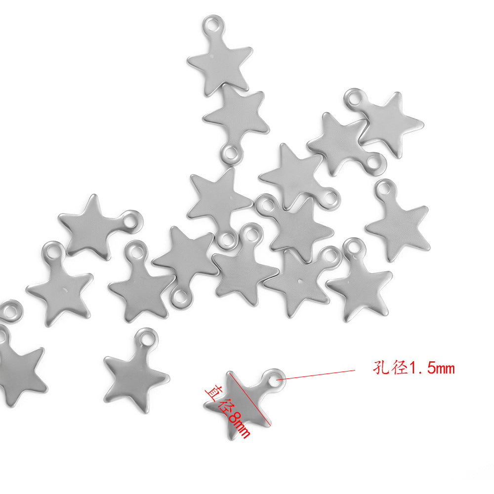 Stainless steel 8mm star pendant DIY jewelry accessories pentagram peach heart chain accessories pendant necklace accessories