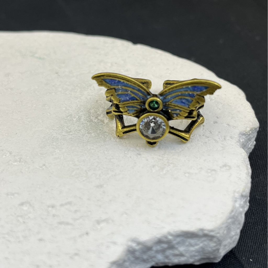 Fire does not change color, sand gold material, black dye, retro ring, forest style, psychedelic glue, butterfly, high-looking, western-style jewelry