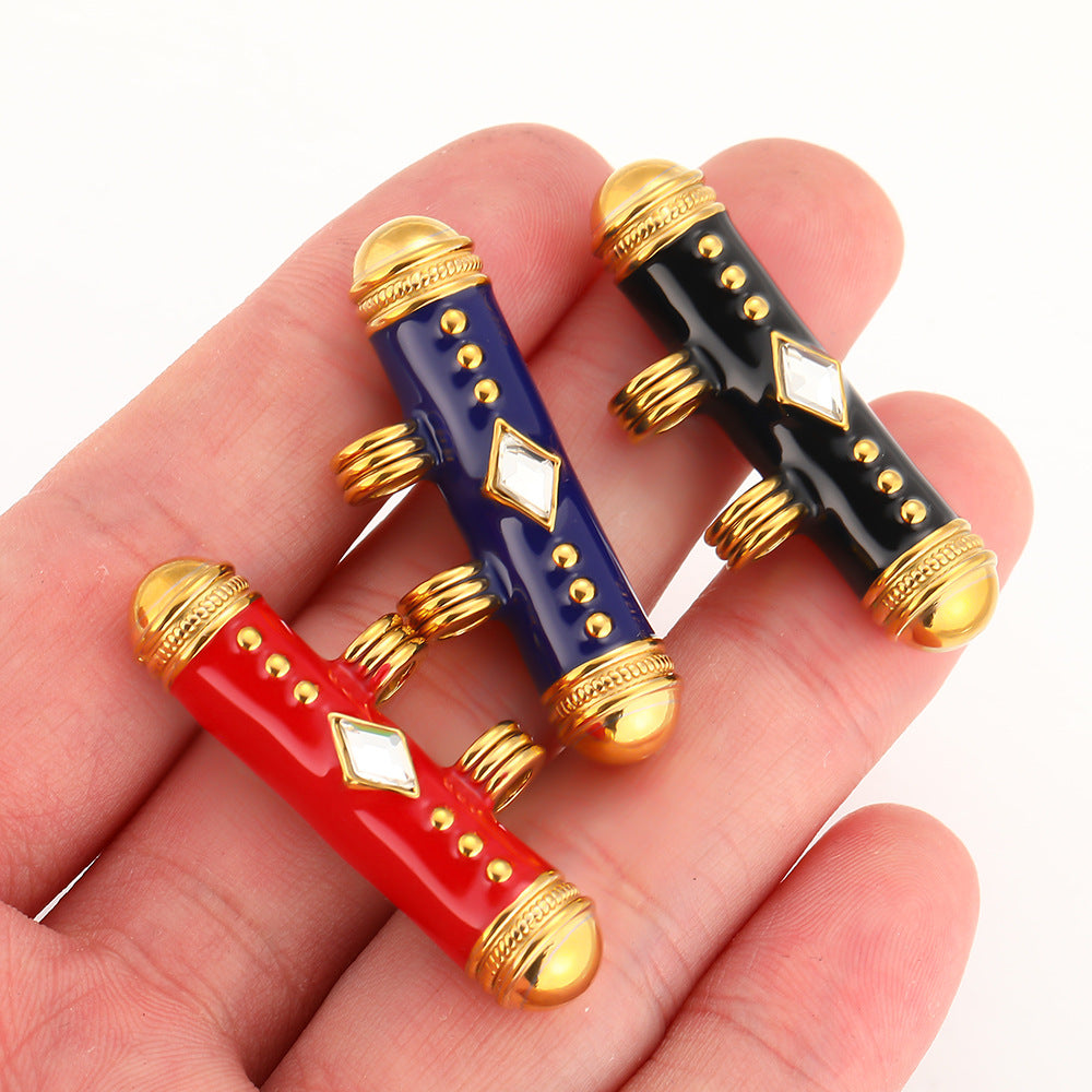 Stainless steel diamond DIY pendant beaded material DIY bracelet necklace jewelry versatile hole bead pendant bracelet pendant