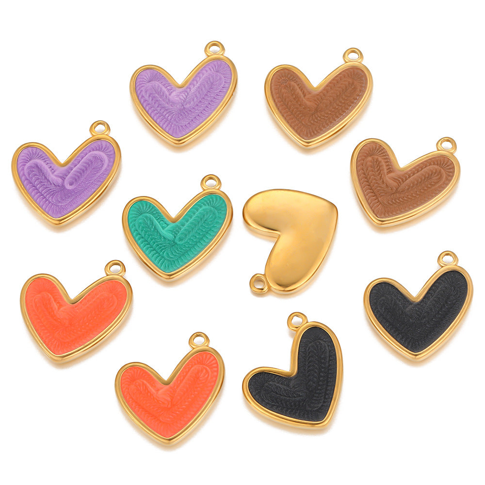 Stainless steel oil drop love multi-color pendant DIY bracelet necklace accessories diamond-encrusted DIY jewelry European and American pendant accessories