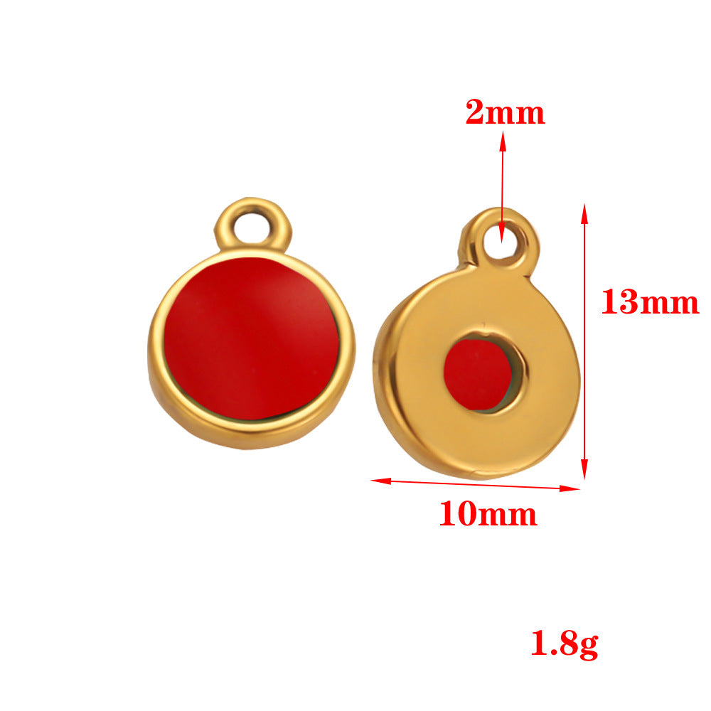 Stainless steel inlaid natural stone oval DIY small pendant earrings bracelet necklace handmade materials wholesale factory direct sales