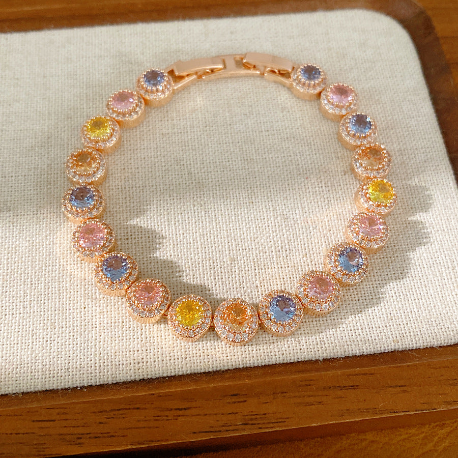 Zircon round buckle bracelet light luxury niche high-end bracelet court style exquisite temperament fashion jewelry wholesale