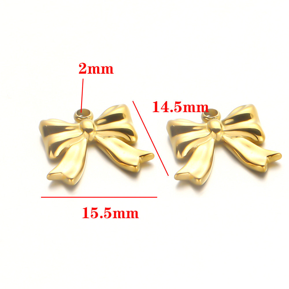 Stainless steel bow pendant DIY handmade pendant pendant necklace bracelet collarbone chain pendant accessories pendant