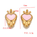 Stainless steel vacuum plating pendant crown heart pendant DIY jewelry accessories single hole bracelet necklace pendant