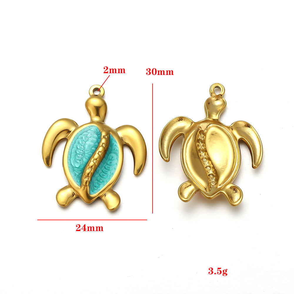 Stainless steel vacuum plated large turtle pendant jewelry oil pressure accessories turtle pendant dripping DIY necklace pendant
